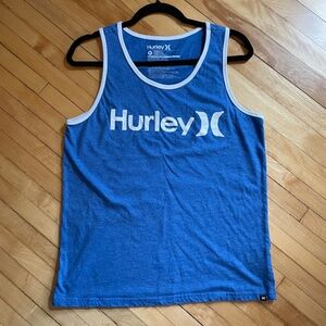HURLEY One and Only Graphic Tank Blue Heather Swim Beach Surf Vacation Unisex